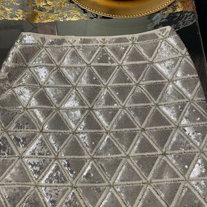 Silver Sequin Geometric Skirt